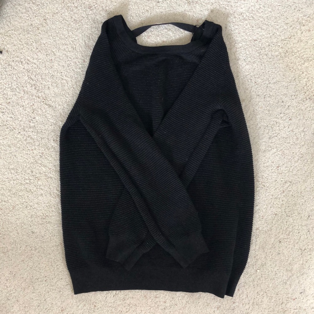 Black long sweater with open back